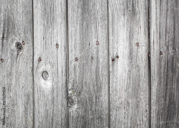 Fototapeta texture of a gray wooden fence with nails