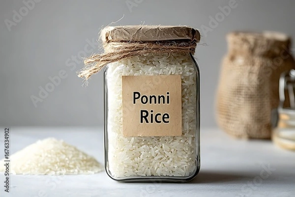 Obraz Organic ponni rice storage box clean high resolution picture