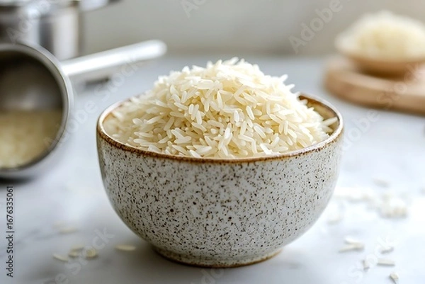 Obraz Organic rice in rustic bowl high resolution picture