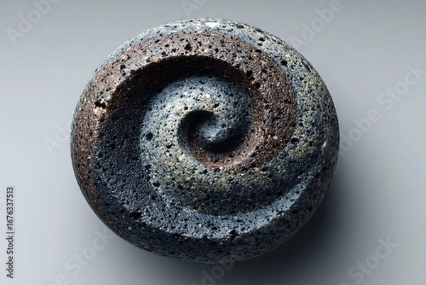 Obraz Primitive spiral artifact with carved stone details high resolution picture