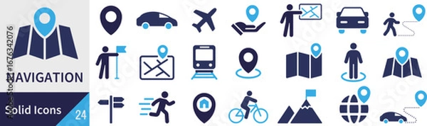 Obraz ベクターのナビゲーションのシルエットアイコンセット
