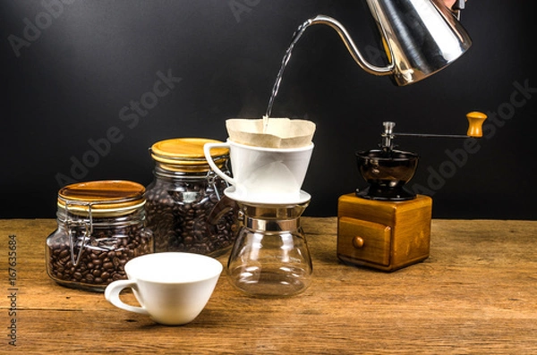 Obraz drip coffee tools and coffee bean