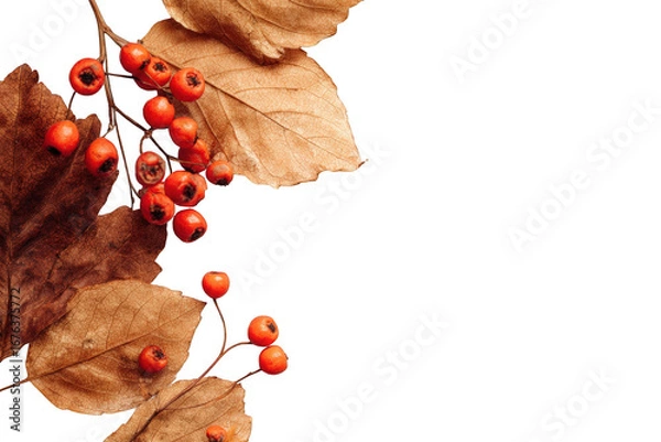 Obraz Dried autumnal berries and leaves
