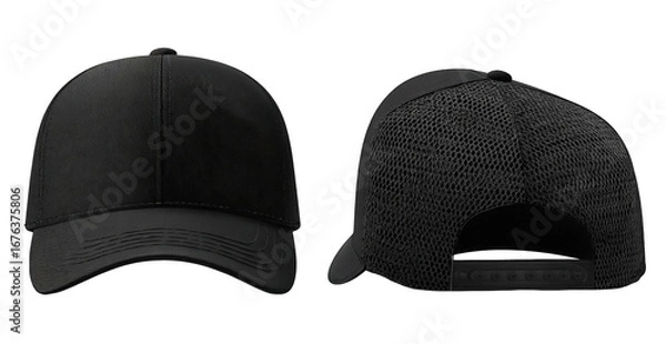 Obraz Black baseball cap, front and back view (1)