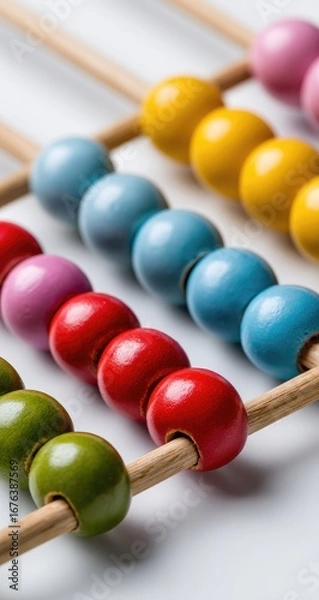 Obraz Close-up of colorful abacus beads on wooden rods