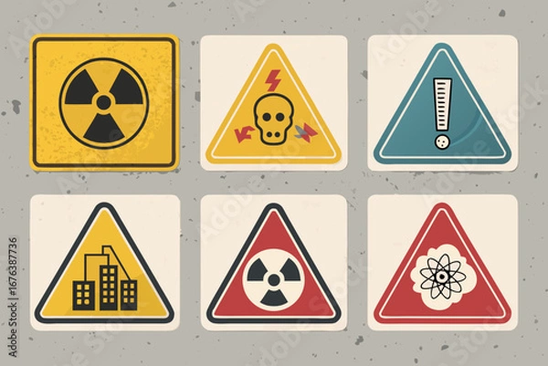 Fototapeta Warning. Warning yellow sign. Danger signs and warning signs. Danger warning sign vector illustration
