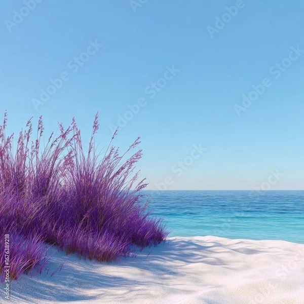 Obraz Purple beach grass on a bright, sandy shore