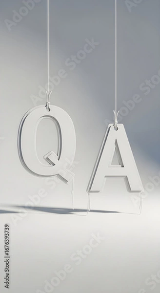 Fototapeta Hanging Q&A letters minimalist design for website or blog post about questions and answers