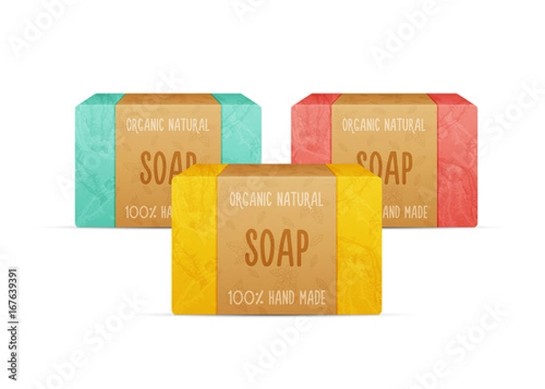 Fototapeta Natural handmade vector soap bars.