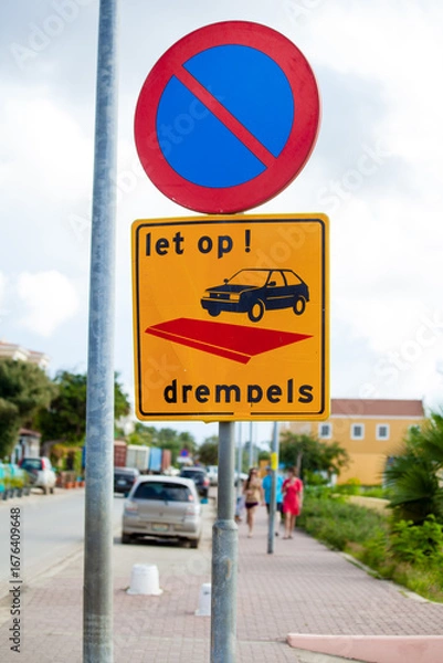 Obraz Dutch traffic sign warning for speed bumps