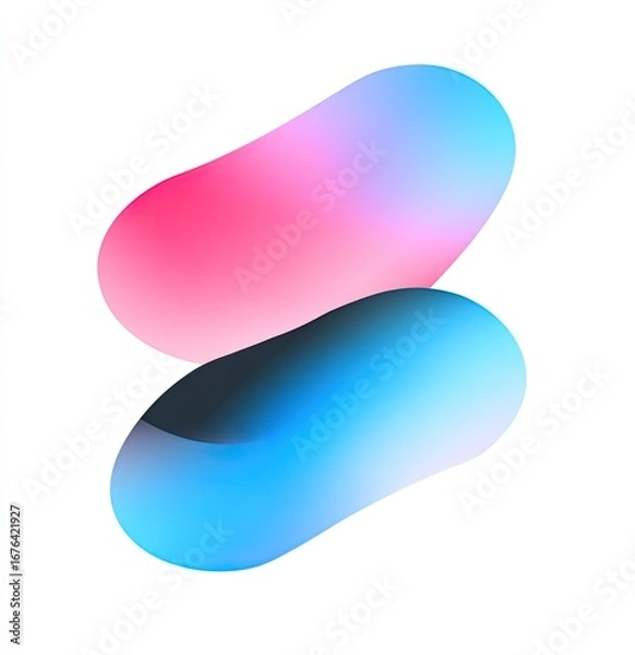 Fototapeta Two overlapping, vibrant, abstract shapes