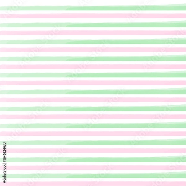 Fototapeta 緑とピンクの水彩ストライプ背景素材
