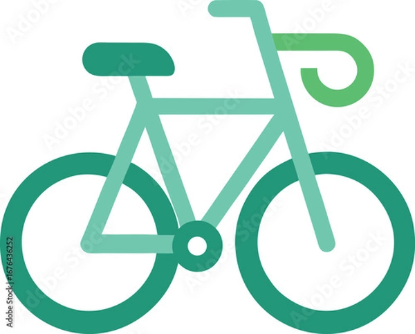 Fototapeta Vector art of a simple, stylized illustration of a bicycle in shades of green, isolated on a