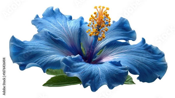 Fototapeta Vivid Hibiscus Bloom: A striking close-up of a vibrant blue hibiscus flower, showcasing its delicate petals and intricate details, captures the essence of nature's beauty and floral artistry.