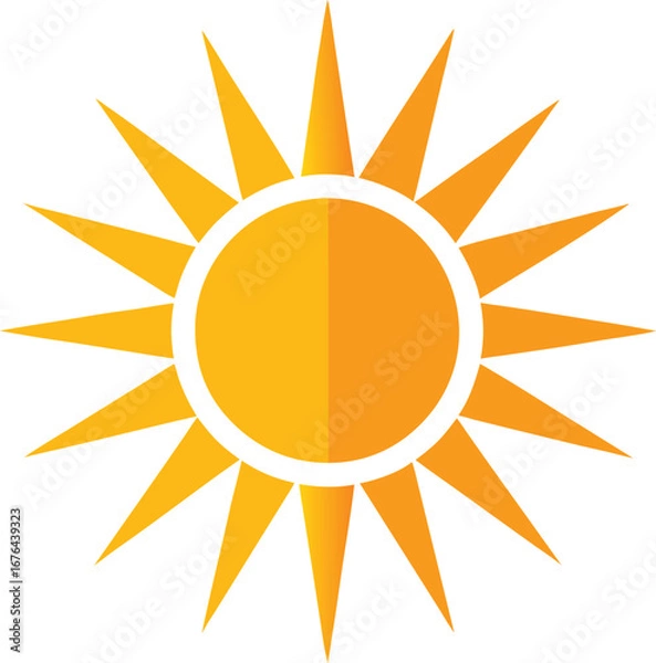 Fototapeta Vector art of stylized sun icon with sharp rays, , representing warmth and energy