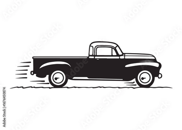 Obraz Classic Car Silhouette Vector Illustration, Vintage Automobile Design Isolated on White.