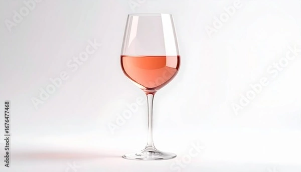 Obraz Elegant Glass of Rosé Wine with Minimalist White Background