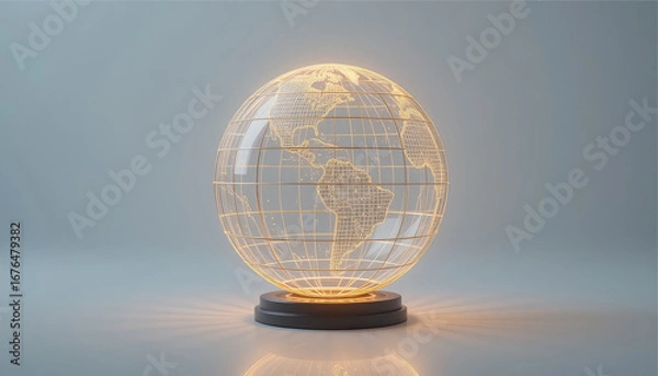 Obraz Minimalist wireframe globe glowing