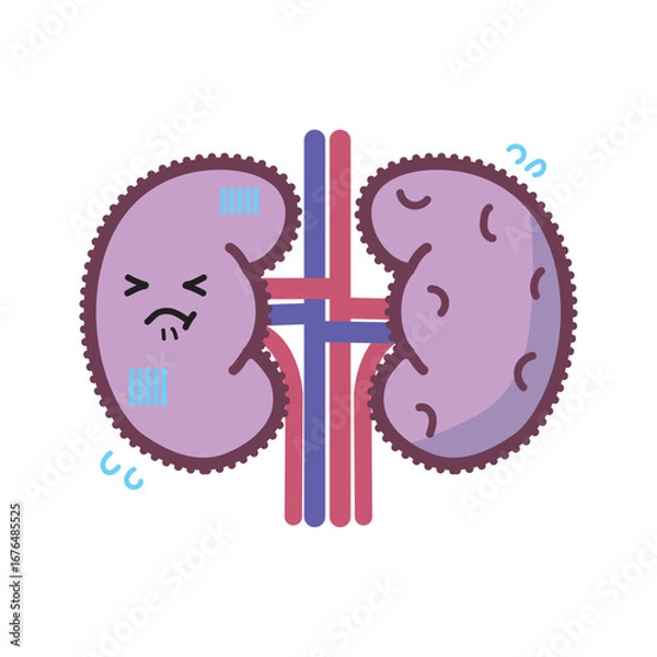 Fototapeta 人の臓器キャラクター　不健康な腎臓