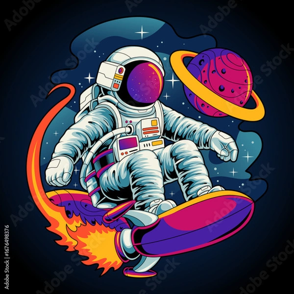 Obraz Astronaut surfing in space