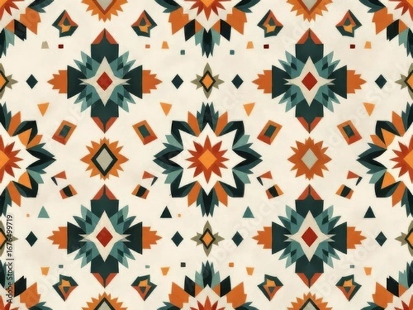 Fototapeta A global fusion pattern combining tribal, boho, and modern design elements.