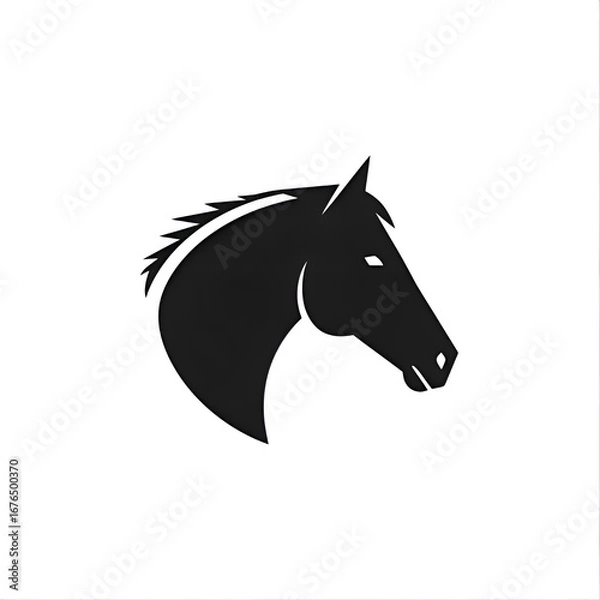 Obraz tribal vector horse head silhouette, decorative lines and curves, black and white, abstract style