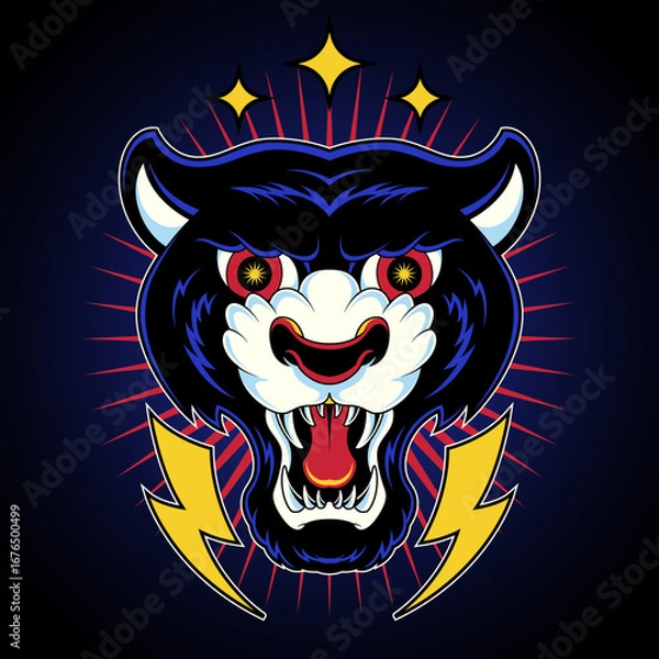 Obraz Tiger head in retro style cartoon