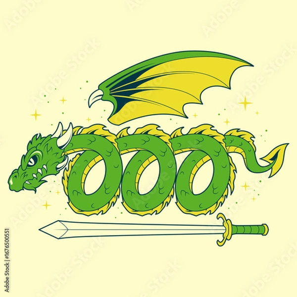 Obraz Medieval dragon badge emblem