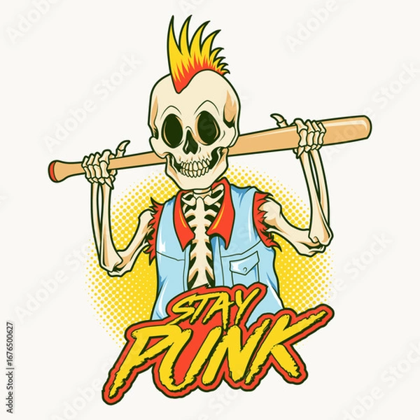 Obraz Skull punk half body cartoon