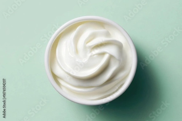 Fototapeta High angle view of a small white bowl filled with Top