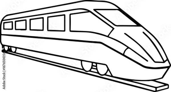 Obraz high speed train outline vector illustration line art