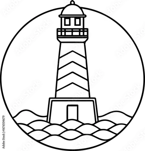 Obraz lighthouse outline vector illustration line art
