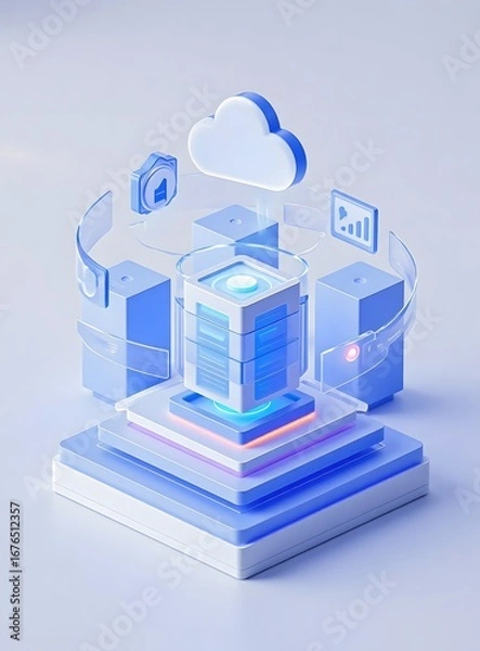 Fototapeta Cloud computing technology illustration
