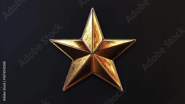 Fototapeta A golden star with five points is centered on a dark background with subtle lighting effects visible to see