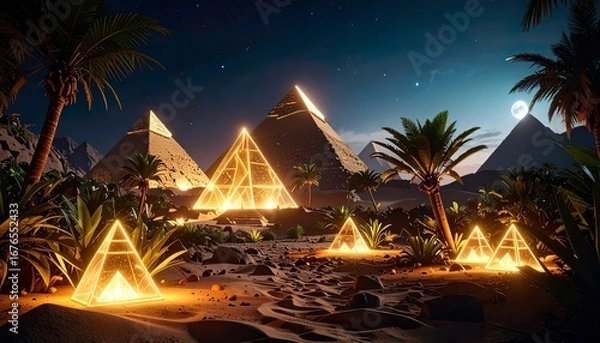 Fototapeta Piramidy neon 3