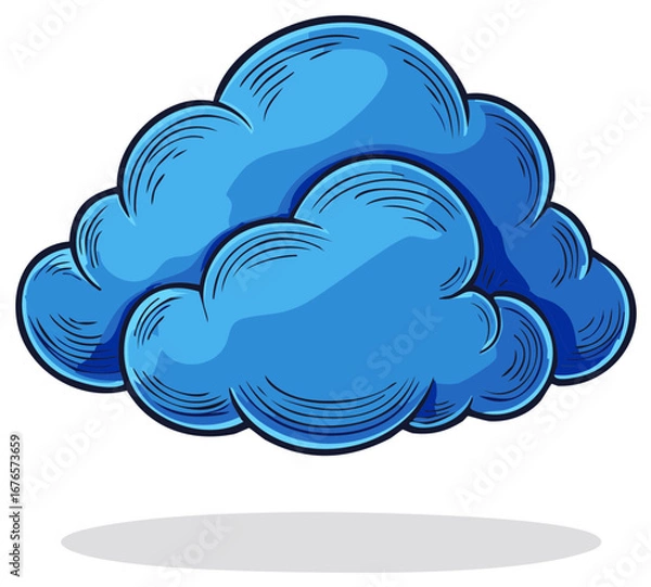 Fototapeta Stylized Blue Cloud Icon Illustration for Weather and Sky Concepts