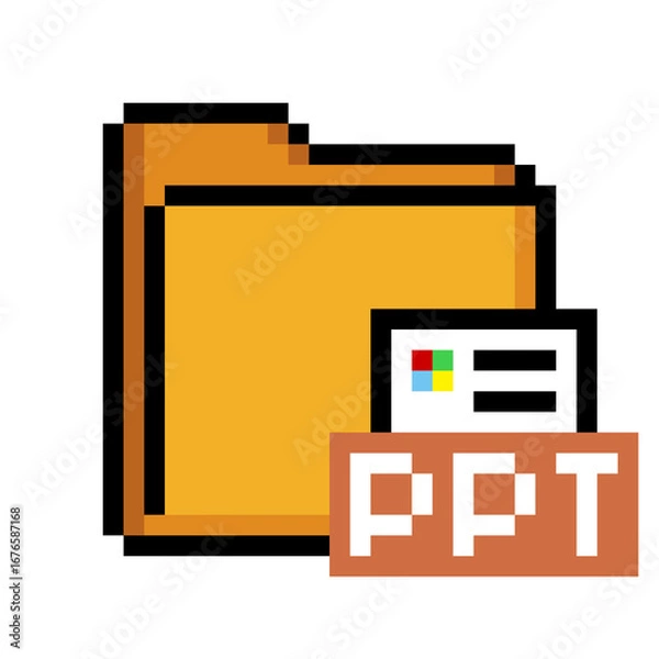 Fototapeta PowerPoint Folder Icon – Yellow Folder with PPT File
