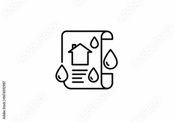 Fototapeta Water Damage Report Home Insurance Claim Document Icon  Repair Costs Leak Detection Property Restoration on transparent background