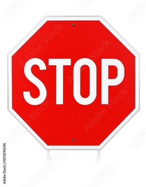 Fototapeta Octagonal Red Stop Sign with White Letters.
