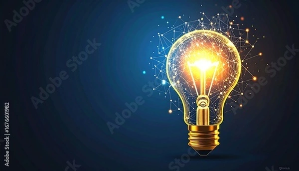 Obraz Illuminated idea, glowing lightbulb
