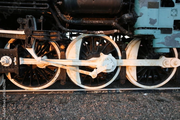 Obraz steam locomotive wheels