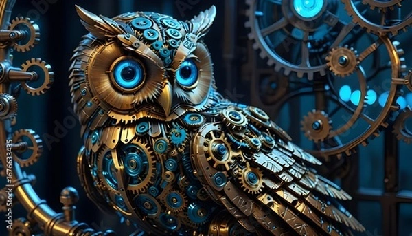 Obraz great horned owl on a white background