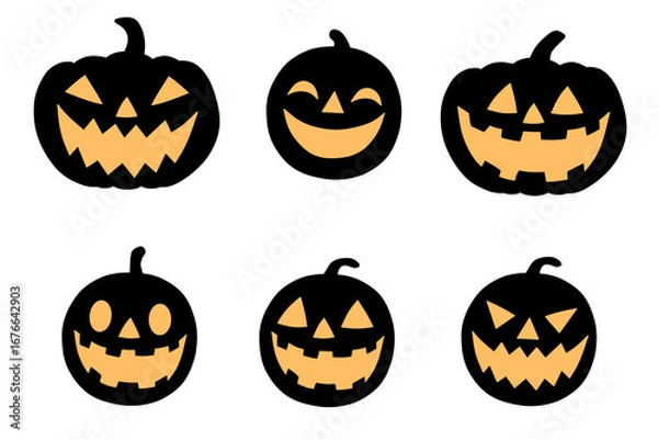 Fototapeta ハロウィン素材－ジャックオーランタンのシルエットのイラスト