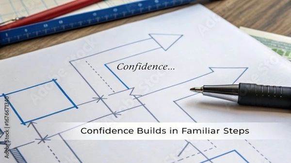 Obraz Design blueprint illustration with developer tools for project planning