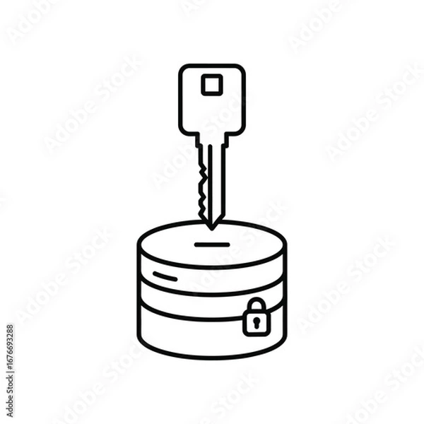 Fototapeta Data Security: An emblematic depiction of data protection. A key unlocks the secure cylinder, symbolizing access to and safeguarding of valuable information.