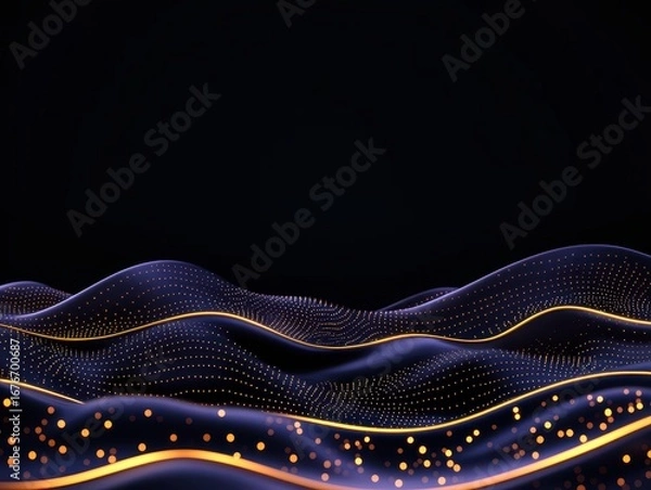 Fototapeta Abstract wave design with golden dots
