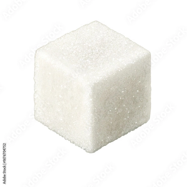 Obraz A single white sugar cube with sharp edges isolated on a transparent background isolated on transparent background