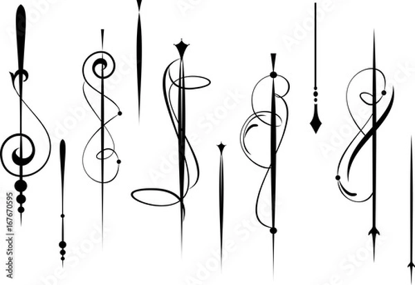 Fototapeta Set of decorative calligraphic elements for editable and design.