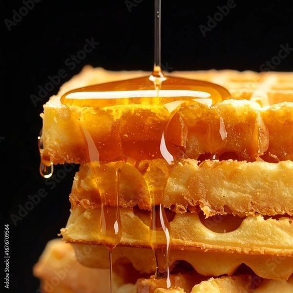 Fototapeta Waffle Stack Drizzled Honey