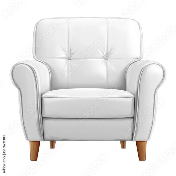 Fototapeta White armchair, full front view